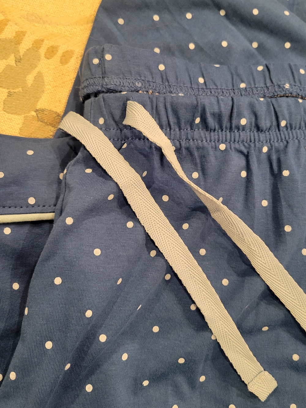 Women's Blue Polka Dot Pajama Set with Contrast Piping - Picture 4 of 8